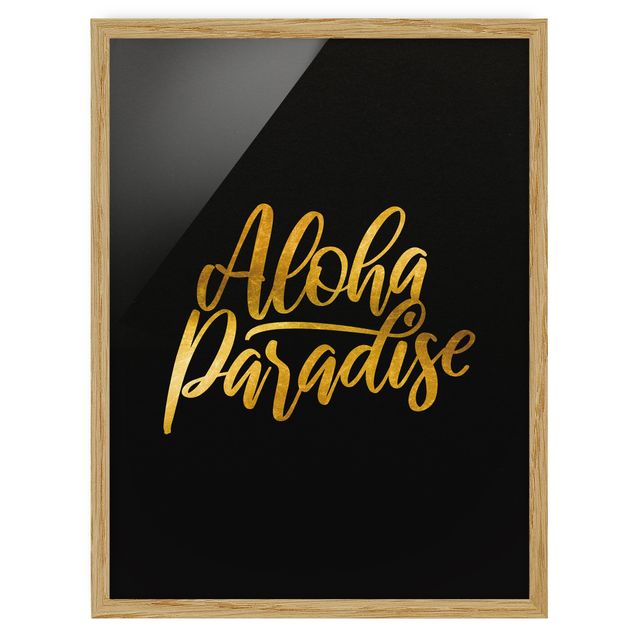 Wanddeko Flur Gold - Aloha Paradise auf Schwarz