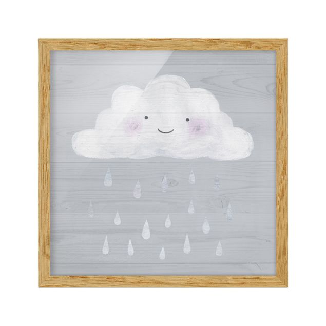 Wanddeko Babyzimmer Wolke mit silbernen Regentropfen