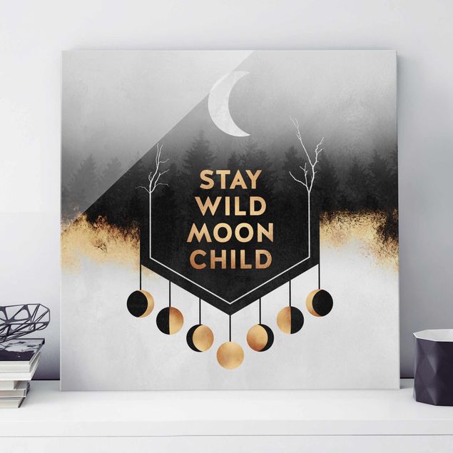 Wanddeko über Bett Stay Wild Moon Child
