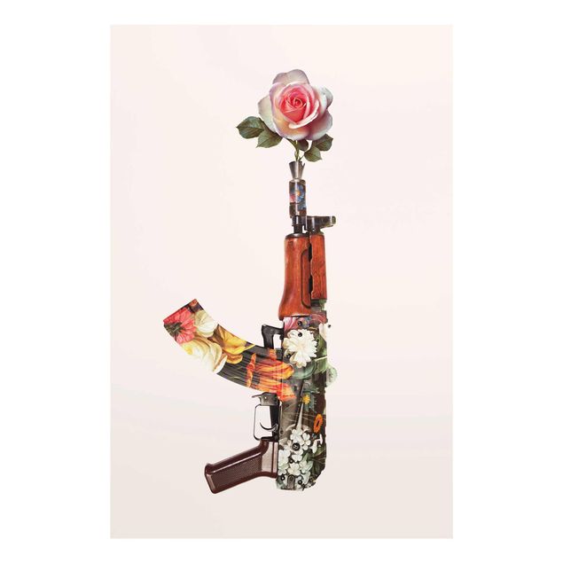 Wanddeko Blume Waffe mit Rose