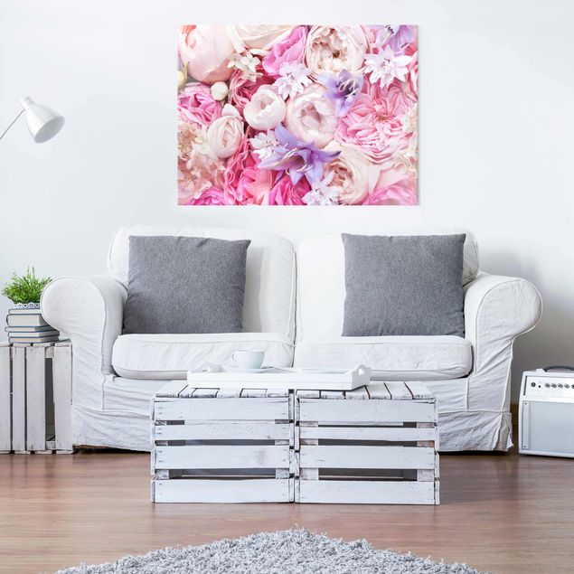 Wanddeko Schlafzimmer Shabby Rosen mit Glockenblumen