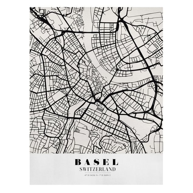Wanddeko Büro Stadtplan Basel - Klassik