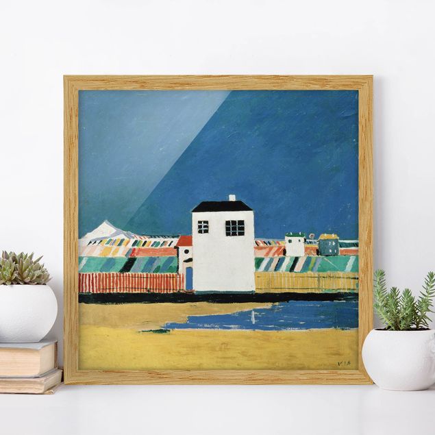 Strandbilder mit Rahmen Kasimir Malewitsch - Landschaft mit weißem Haus