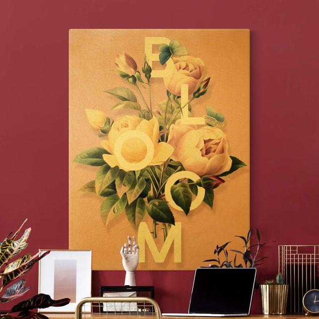 Wanddeko gold Florale Typografie - Bloom