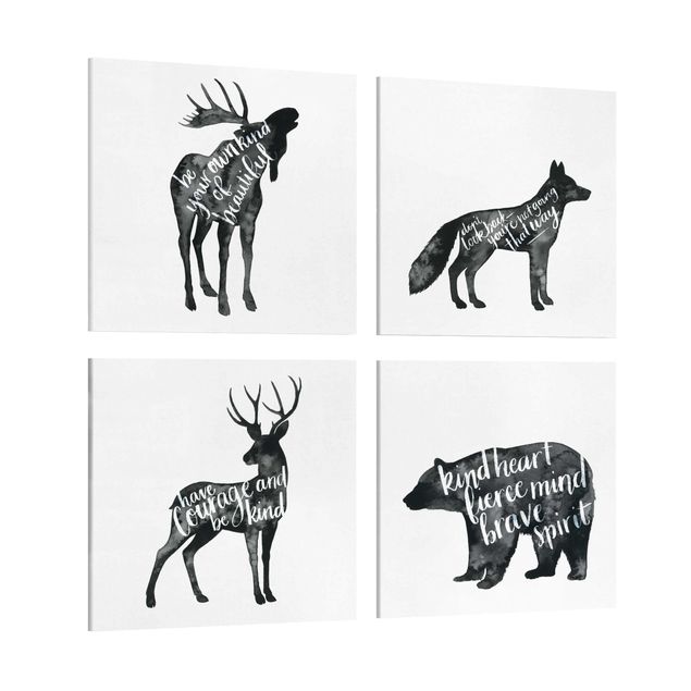 Wandbilder Hirsche Tiere mit Weisheit Set I