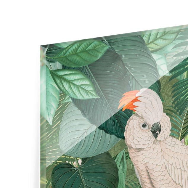 Wohndeko Pflanzen Vintage Collage - Kakadu und Kolibri