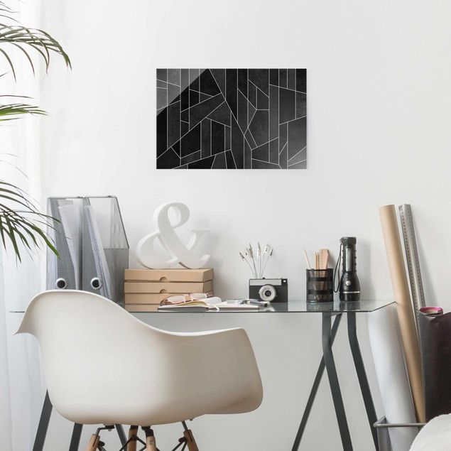 Wanddeko Schlafzimmer Schwarz Weiß Geometrie Aquarell