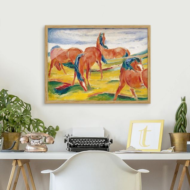 Wanddeko Wohnzimmer Franz Marc - Weidende Pferde