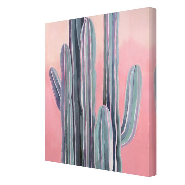 Wanddeko Pflanzen Kaktus auf Rosa I