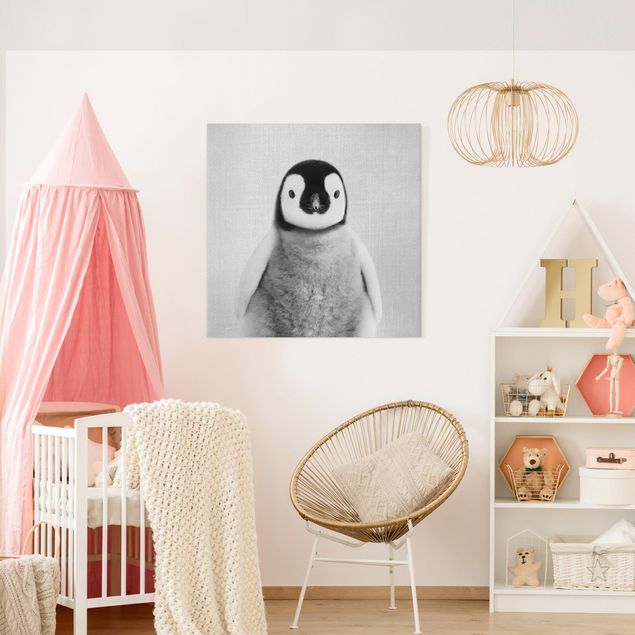 Wanddeko Schlafzimmer Baby Pinguin Pepe Schwarz Weiß