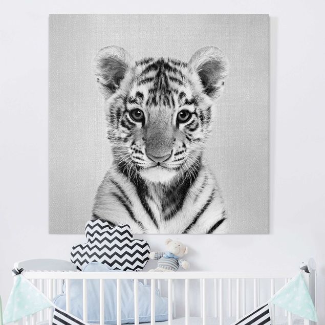 Deko Kinderzimmer Baby Tiger Thor Schwarz Weiß