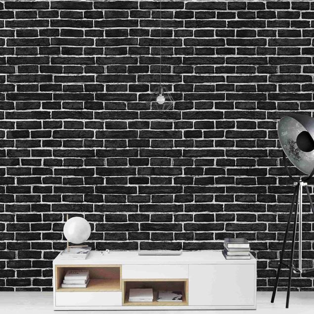 Wanddeko Schlafzimmer Backsteinwand schwarz