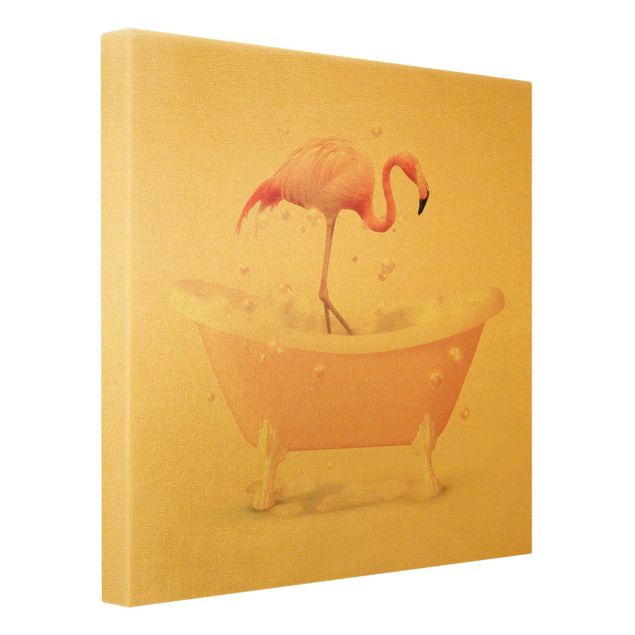 Wanddeko über Sofa Badewannen Flamingo