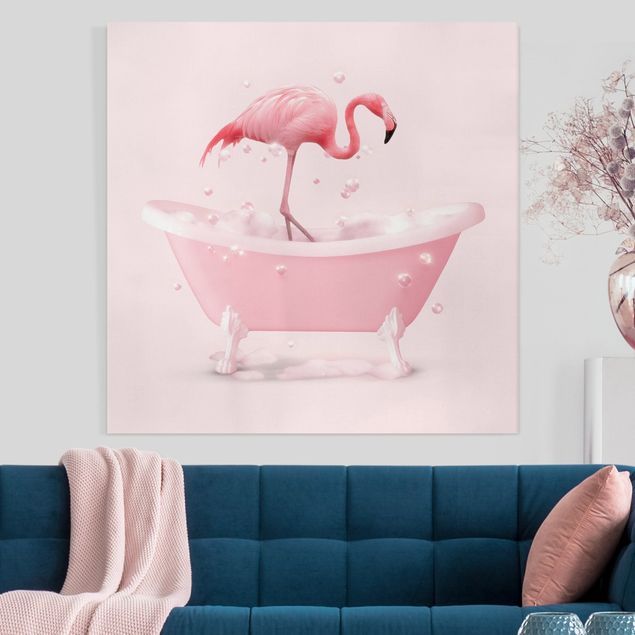 Wanddeko Wohnzimmer Badewannen Flamingo