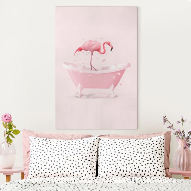 Wanddeko Wohnzimmer Badewannen Flamingo