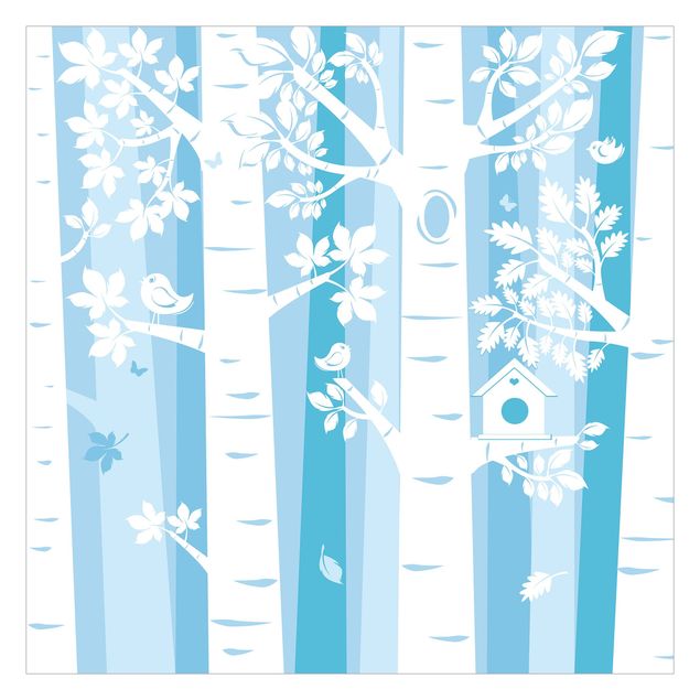 Wanddeko Jungenzimmer Bäume im Wald Blau