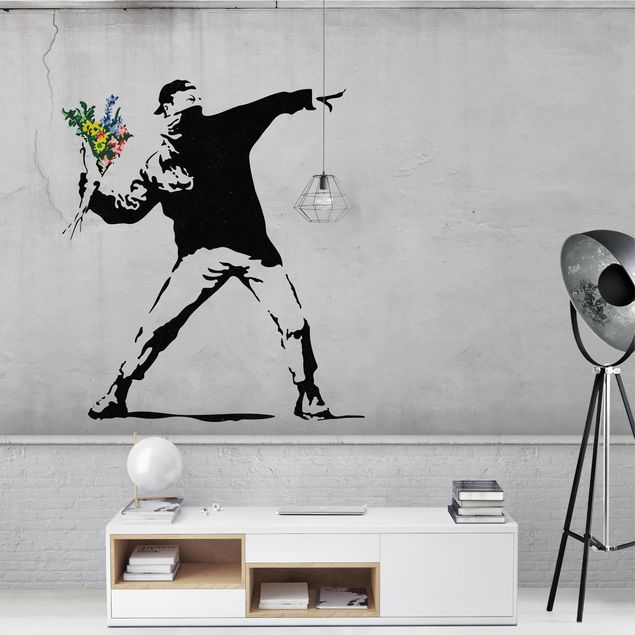 Wanddeko Wohnzimmer Blumenwerfer - Brandalised ft. Graffiti by Banksy