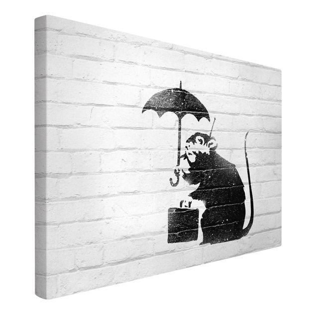 Wanddeko Büro Ratte mit Regenschirm - Brandalised ft. Graffiti by Banksy