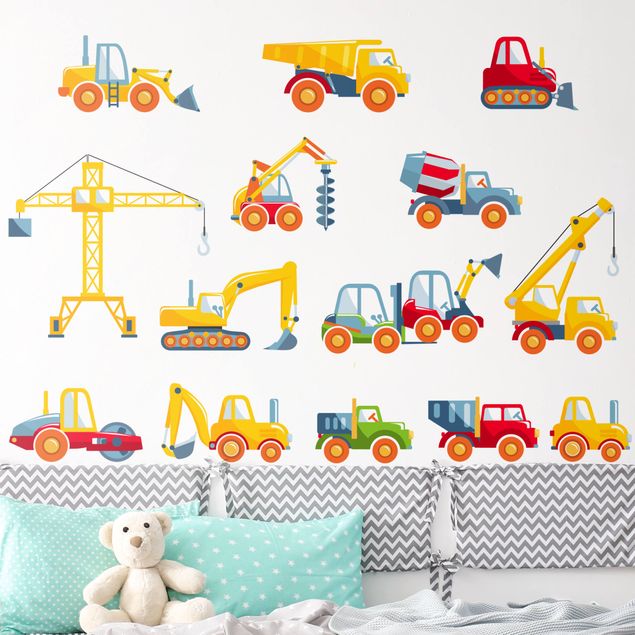 Deko Kinderzimmer Baustellenfahrzeuge Set