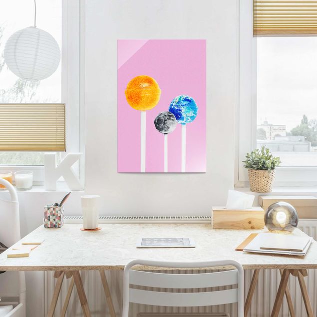 Wanddeko Esszimmer Lollipops mit Planeten