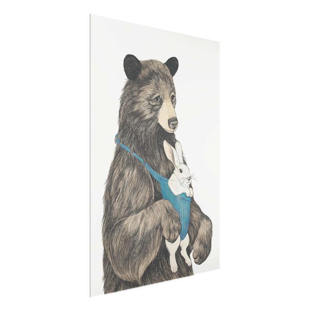 Wanddeko Schlafzimmer Illustration Bär und Hase Baby