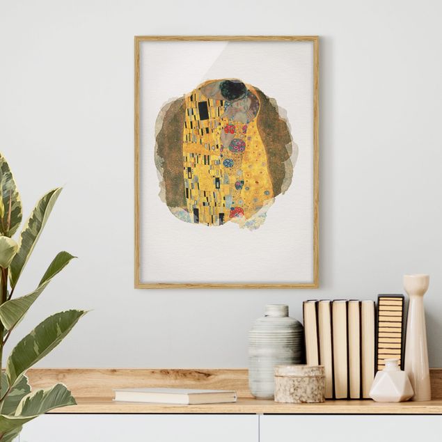 Wanddeko beige Wasserfarben - Gustav Klimt - Der Kuss