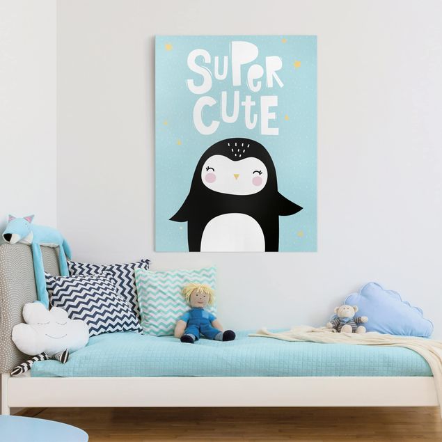 Wanddeko blau Super Cute Pinguin
