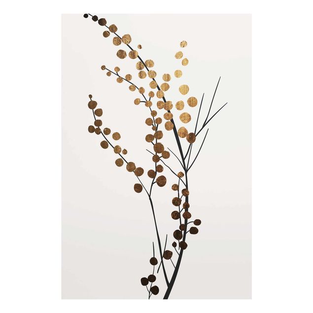 Wanddeko Flur Grafische Pflanzenwelt - Beeren Gold