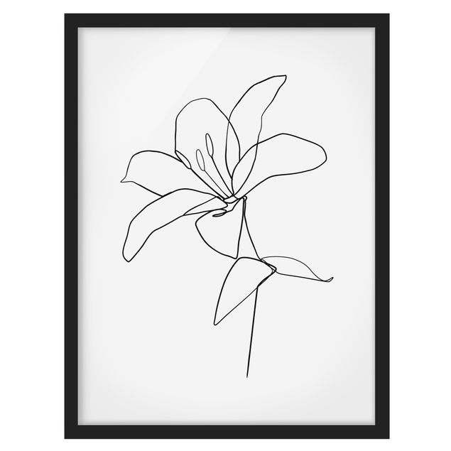 Wanddeko Flur Line Art Blüte Schwarz Weiß