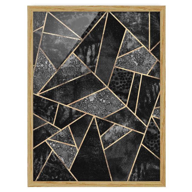 Wanddeko Esszimmer Graue Dreiecke Gold