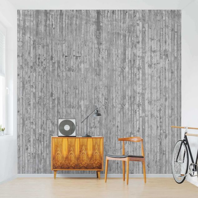 Wanddeko Wohnzimmer Betonoptik Tapete mit Streifen