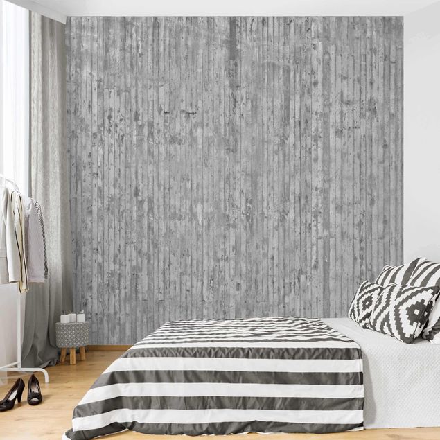 Wanddeko Schlafzimmer Betonoptik Tapete mit Streifen