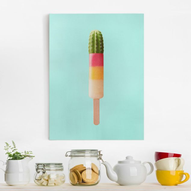 Wanddeko Esszimmer Eis mit Kaktus