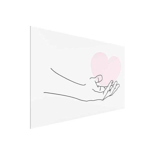 Wanddeko Esszimmer Hand mit Herz Line Art