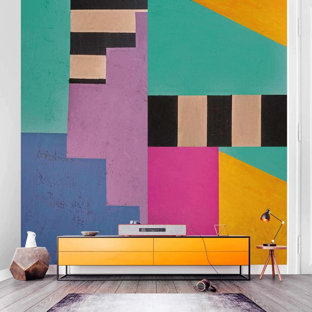 Wanddeko Wohnzimmer Big Bold Color Block Concrete