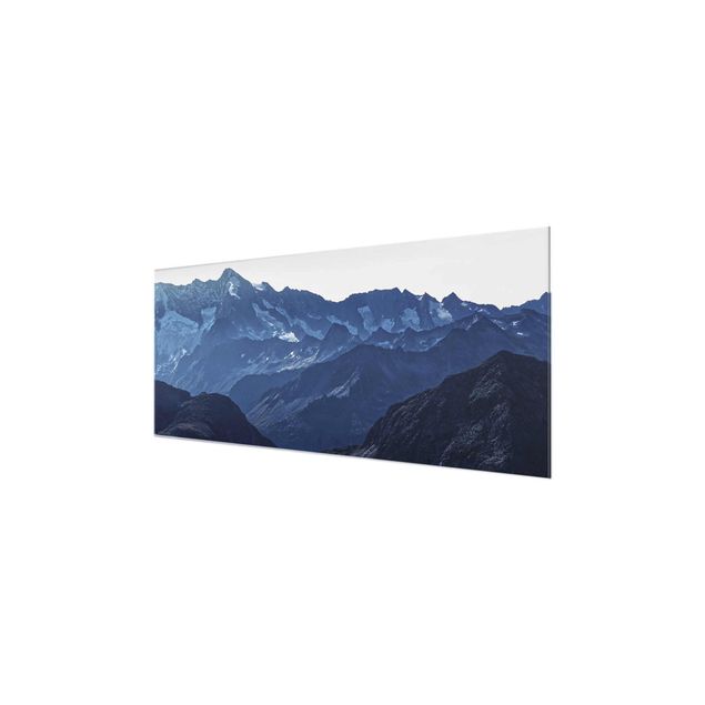 Glasbild Berg Blaues Bergpanorama