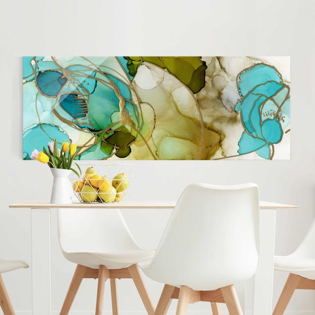 Wanddeko Schlafzimmer Blumenfacetten in Aquarell
