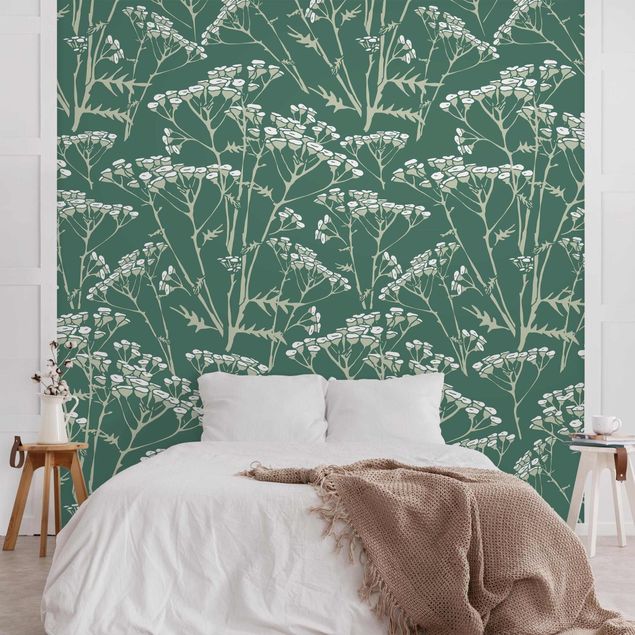 Wanddeko Flur Blumenwiesen Muster Grün