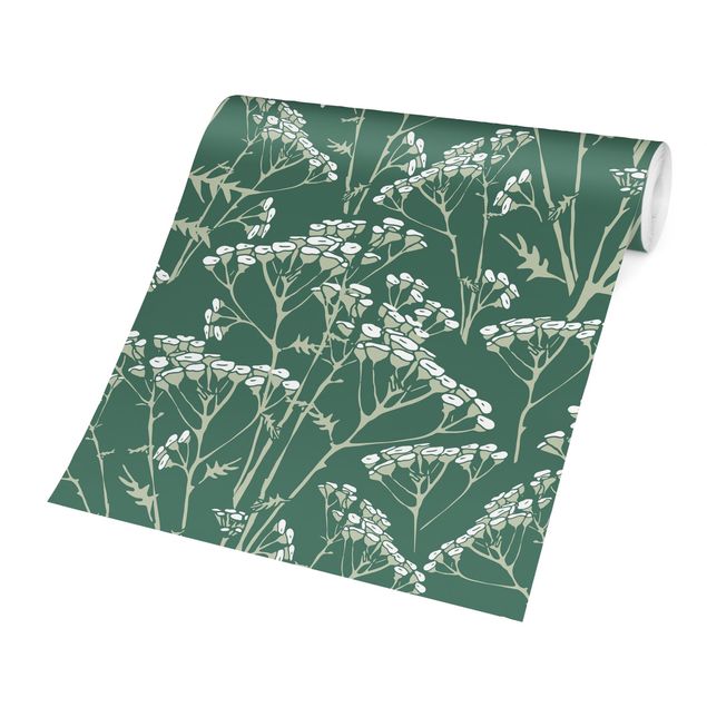 Wanddeko Esszimmer Blumenwiesen Muster Grün