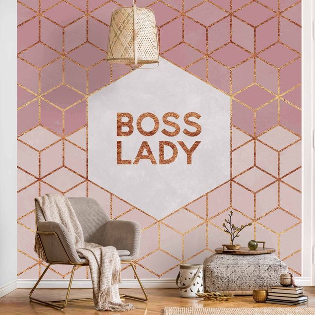 Wanddeko Wohnzimmer Boss Lady Sechsecke Rosa