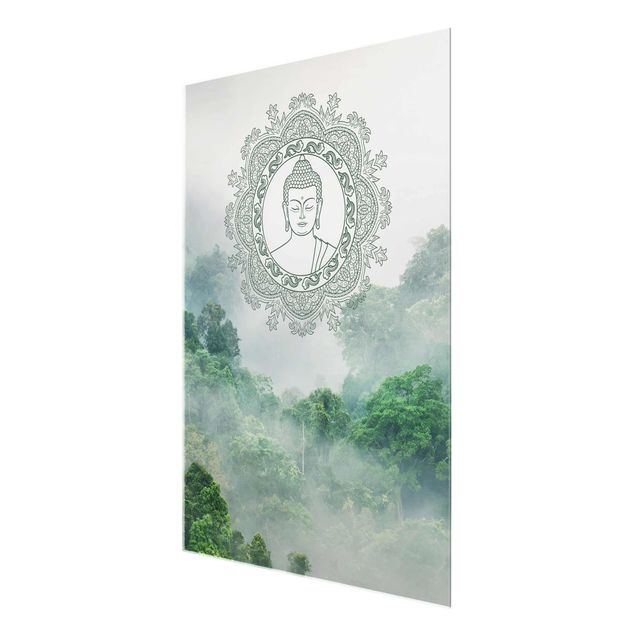 Wanddeko Büro Buddha Mandala im Nebel