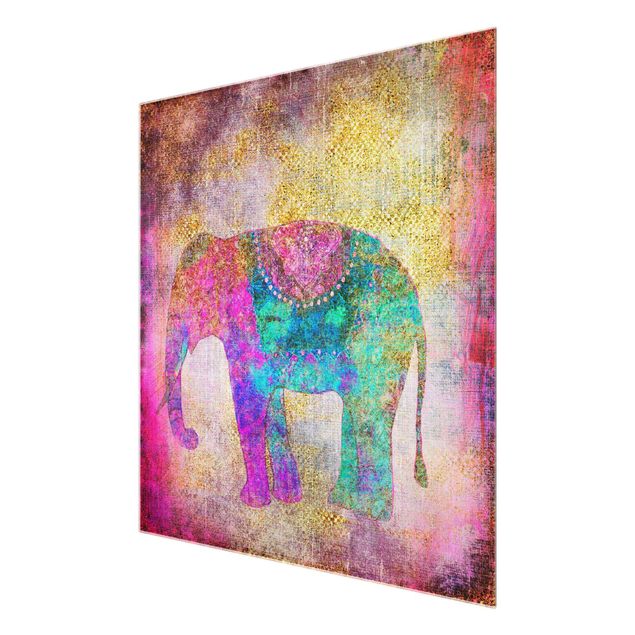 Wanddeko Büro Bunte Collage - Indischer Elefant
