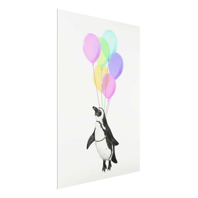 Wanddeko Flur Illustration Pinguin Pastell Luftballons