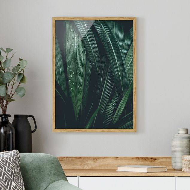 Wanddeko Botanik Grüne Palmenblätter