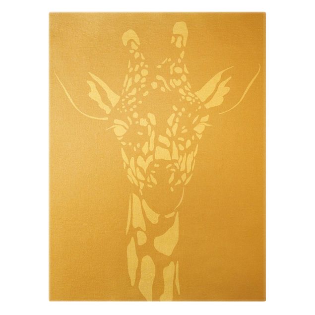 Wanddeko über Sofa Safari Tiere - Portrait Giraffe Beige