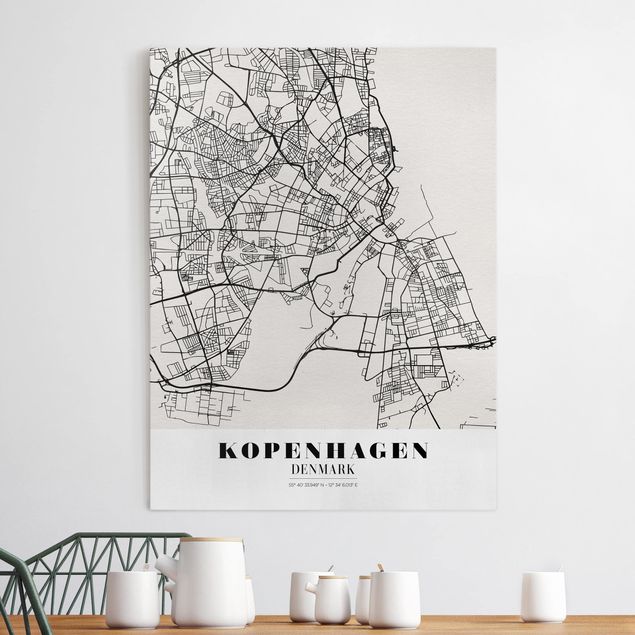 Wanddeko Wohnzimmer Stadtplan Kopenhagen - Klassik