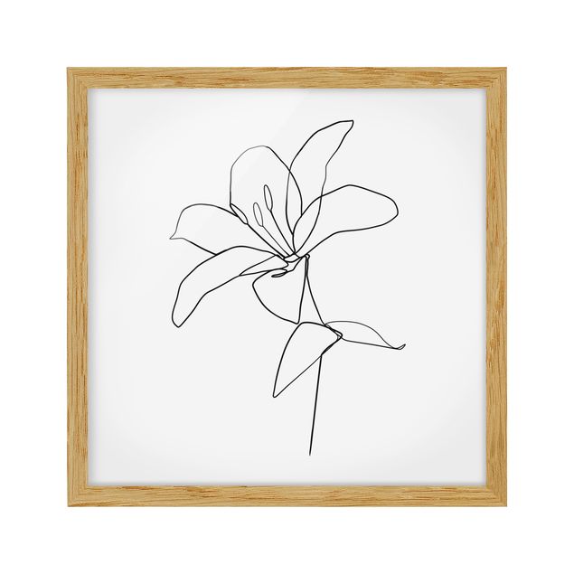 Wohndeko Blume Line Art Blüte Schwarz Weiß