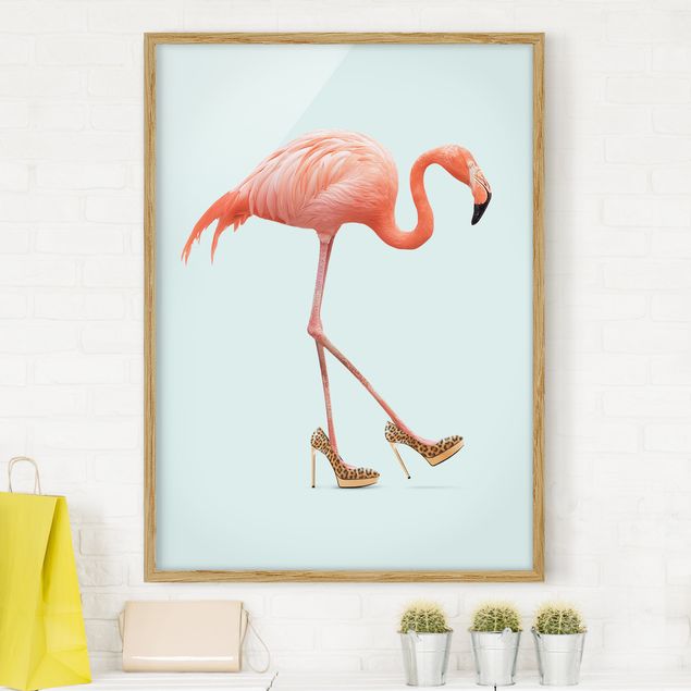 Wanddeko Wohnzimmer Flamingo mit High Heels