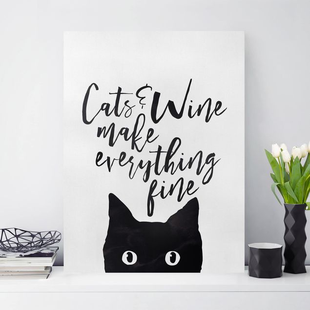 Küche Dekoration Cats and Wine make everything fine