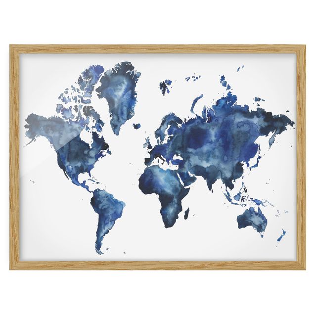Wanddeko Flur Wasser-Weltkarte hell